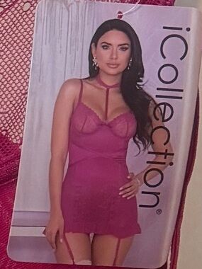 iCollection Halter Chemise with Garters